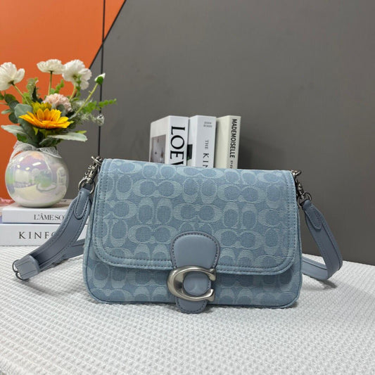 COACH (Soft Tabby Light Blue Leather Shoulder bag)